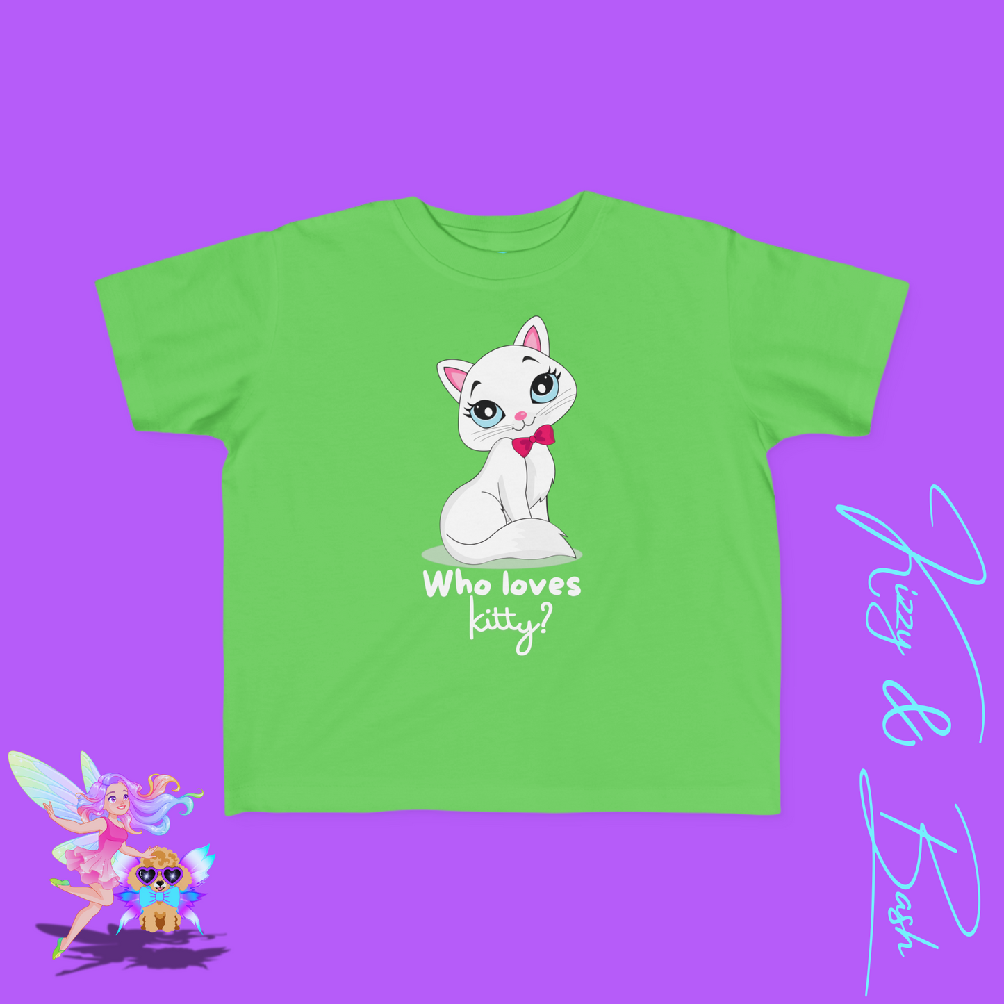 Who Loves Kitty? Cute Cat T-Shirt for Toddlers Kawaii Kitty Shirt Funny Gift for Cat Lovers Whimsical Animal Graphic Tee Sassy Cat Shirt Playful Kitty T-Shirt for Toddler's Fine Jersey Tee