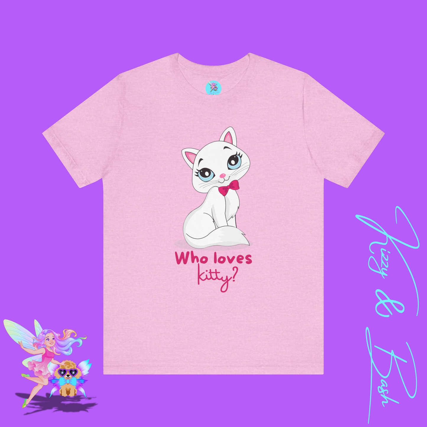 Who Loves Kitty? Playful Cat T-Shirt Cute Cat Lover Shirt Adorable Cat Graphic Tee Funny Gift for Cat Lovers Cat Mom Gift Funny Cat Shirt Adult Unisex Jersey Short Sleeve Tee
