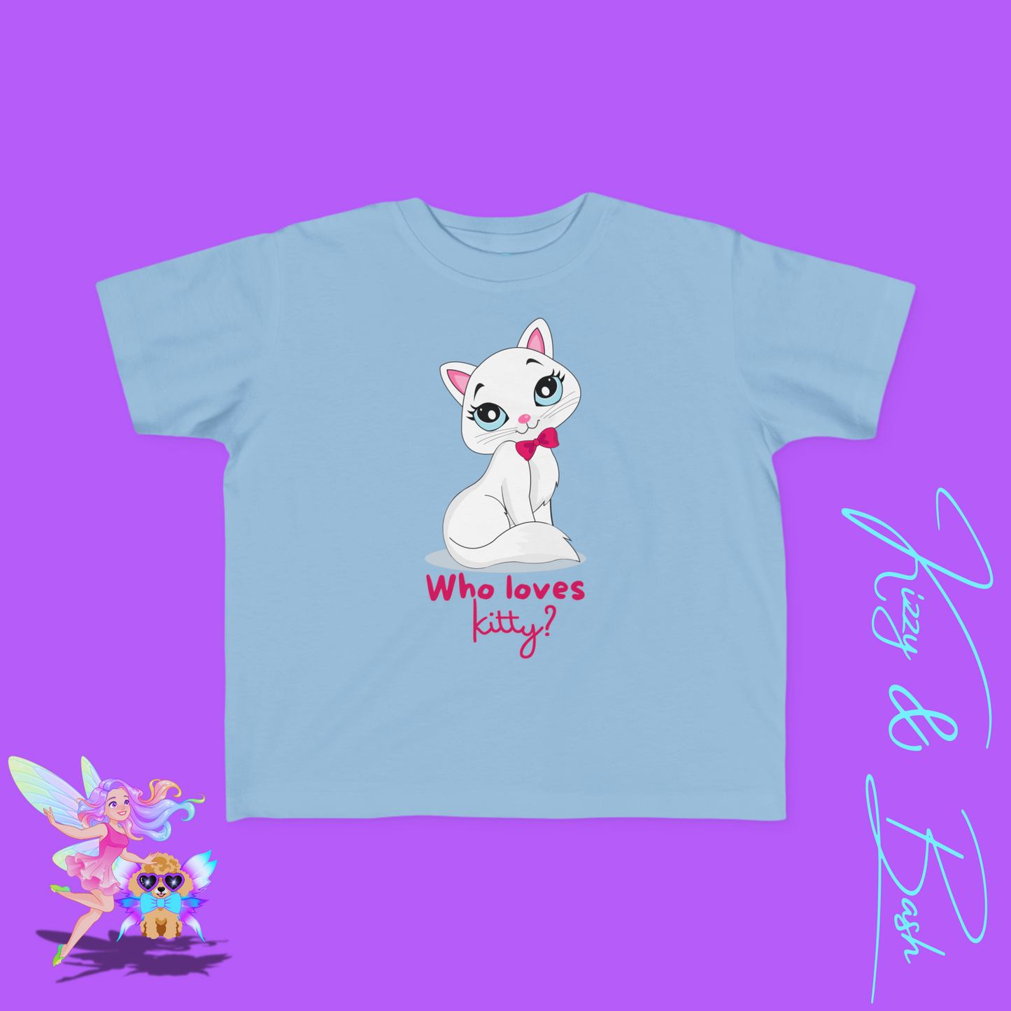 Who Loves Kitty? Cute Cat T-Shirt for Toddlers Kawaii Kitty Shirt Funny Gift for Cat Lovers Whimsical Animal Graphic Tee Sassy Cat Shirt Playful Kitty T-Shirt for Toddler's Fine Jersey Tee