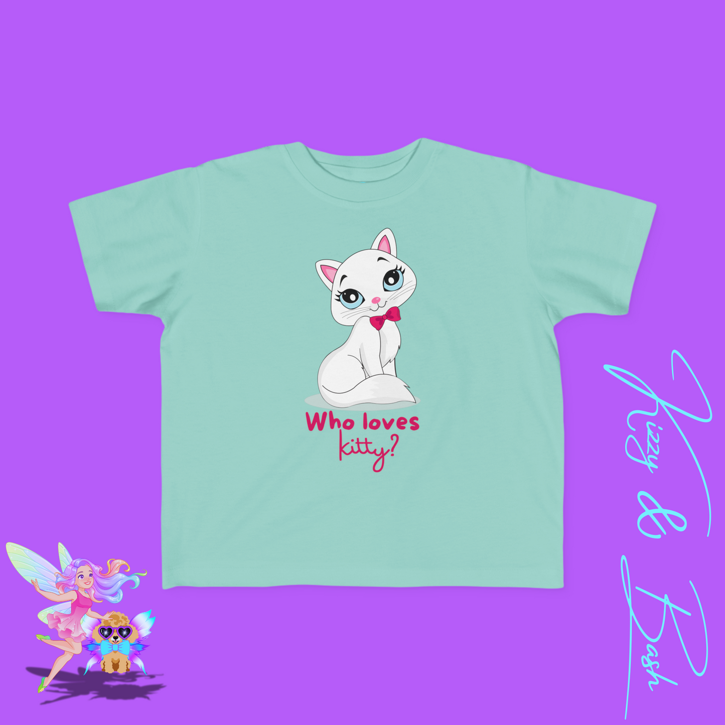 Who Loves Kitty? Cute Cat T-Shirt for Toddlers Kawaii Kitty Shirt Funny Gift for Cat Lovers Whimsical Animal Graphic Tee Sassy Cat Shirt Playful Kitty T-Shirt for Toddler's Fine Jersey Tee