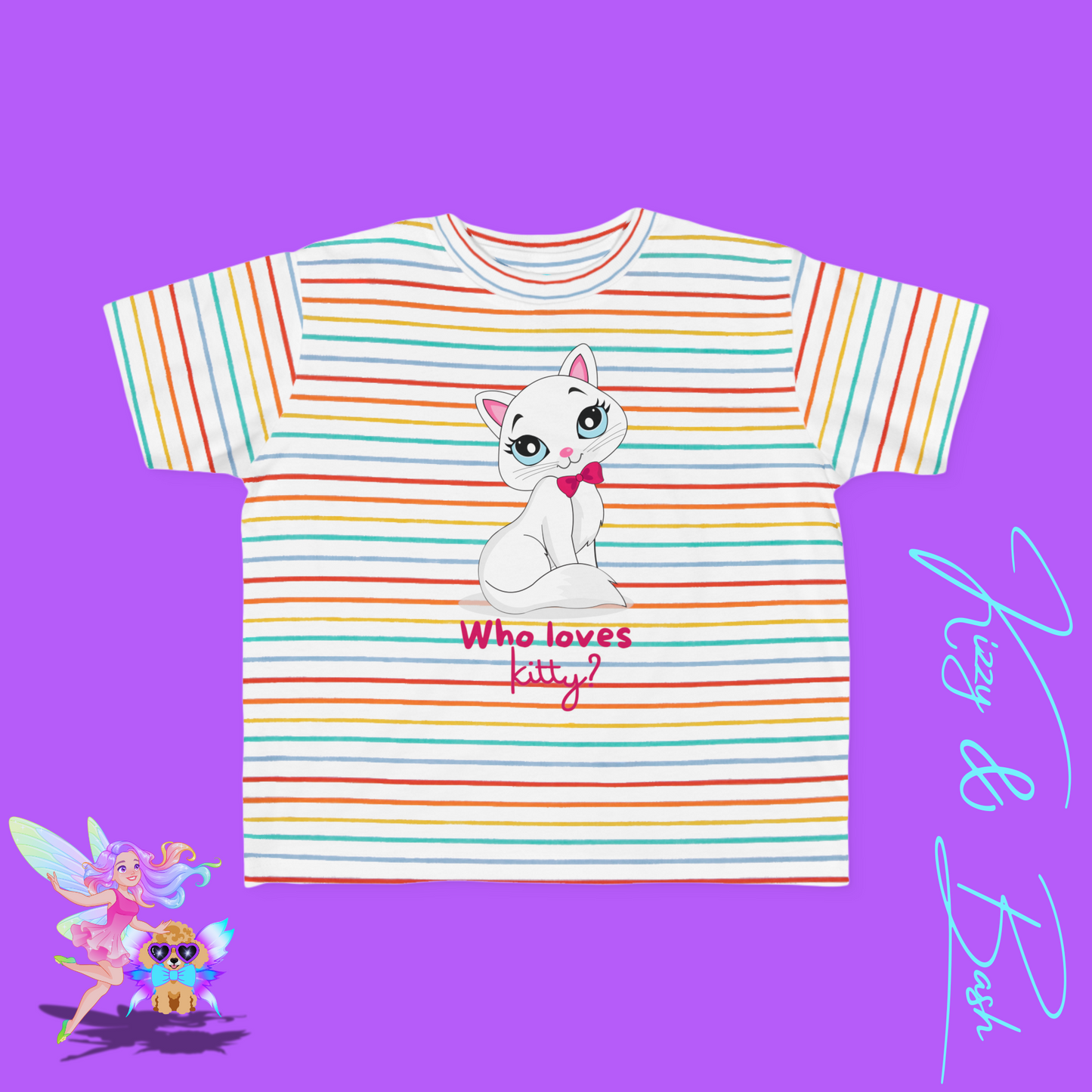 Who Loves Kitty? Cute Cat T-Shirt for Toddlers Kawaii Kitty Shirt Funny Gift for Cat Lovers Whimsical Animal Graphic Tee Sassy Cat Shirt Playful Kitty T-Shirt for Toddler's Fine Jersey Tee