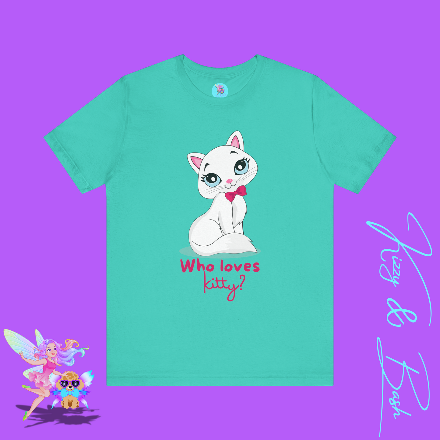 Who Loves Kitty? Playful Cat T-Shirt Cute Cat Lover Shirt Adorable Cat Graphic Tee Funny Gift for Cat Lovers Cat Mom Gift Funny Cat Shirt Adult Unisex Jersey Short Sleeve Tee