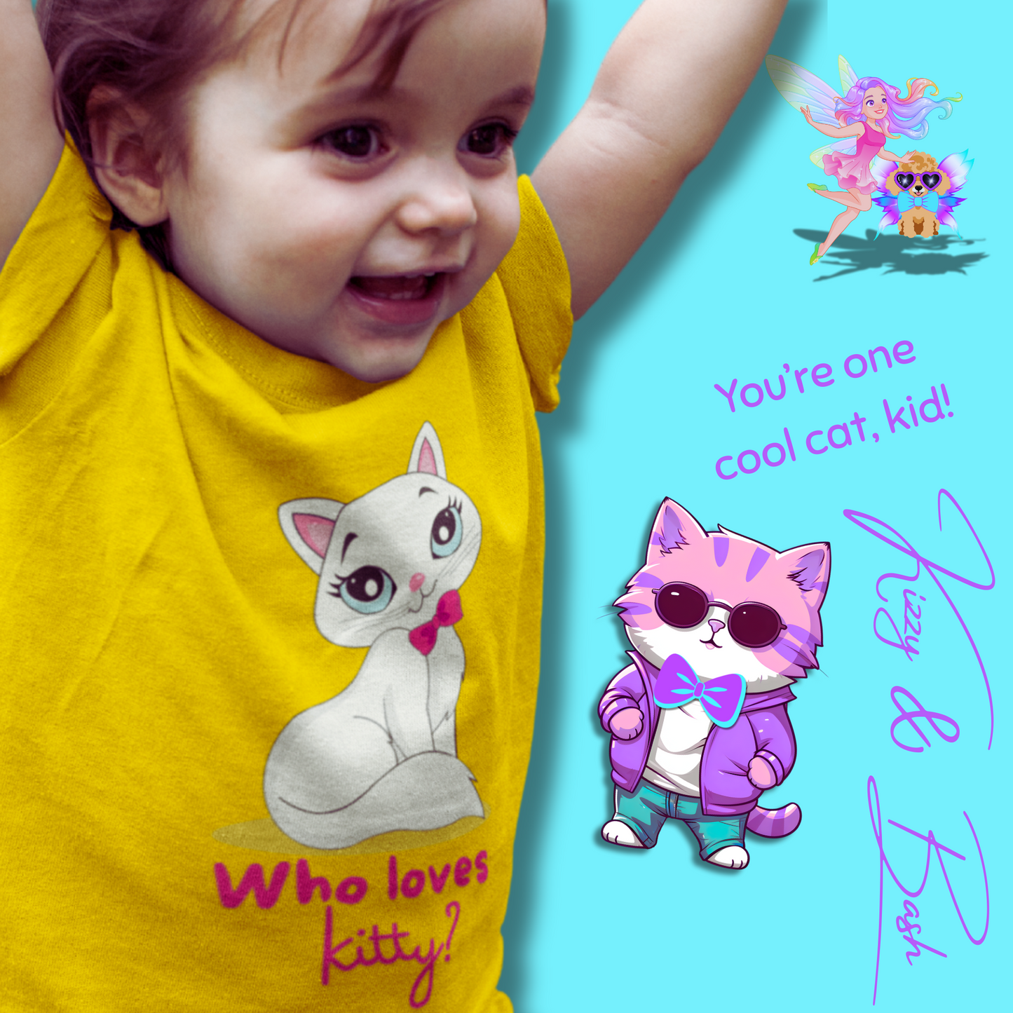 Who Loves Kitty? Cute Cat T-Shirt for Toddlers Kawaii Kitty Shirt Funny Gift for Cat Lovers Whimsical Animal Graphic Tee Sassy Cat Shirt Playful Kitty T-Shirt for Toddler's Fine Jersey Tee