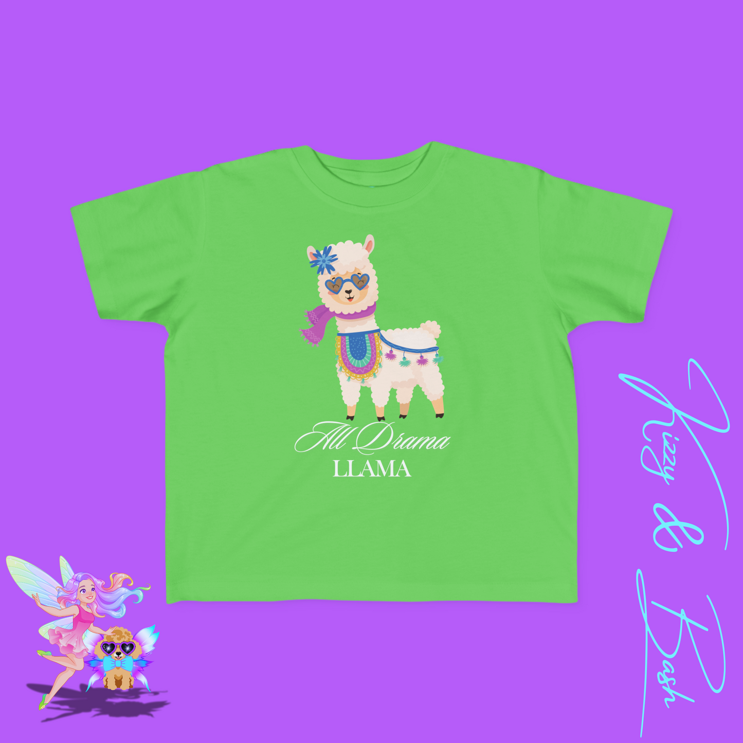 All Drama Llama T-Shirt for Toddlers Funny Animal Shirt for Her Fun Gift for Llama Lovers Kawaii Llama Shirt Funny Farm Animal Tee Cute and Sassy Animal Graphic Tee for Toddler's Fine Jersey Tee