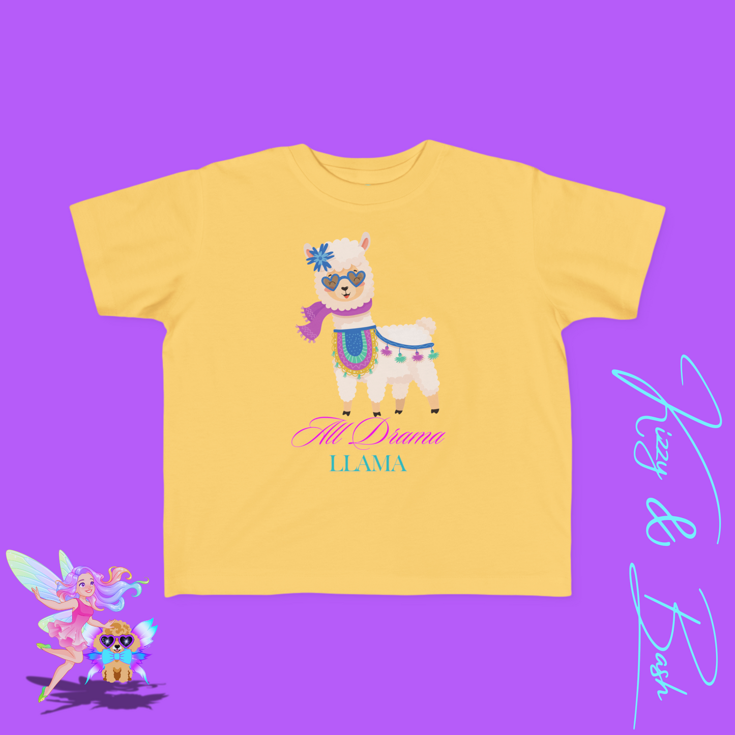 All Drama Llama T-Shirt for Toddlers Funny Animal Shirt for Her Fun Gift for Llama Lovers Kawaii Llama Shirt Funny Farm Animal Tee Cute and Sassy Animal Graphic Tee for Toddler's Fine Jersey Tee
