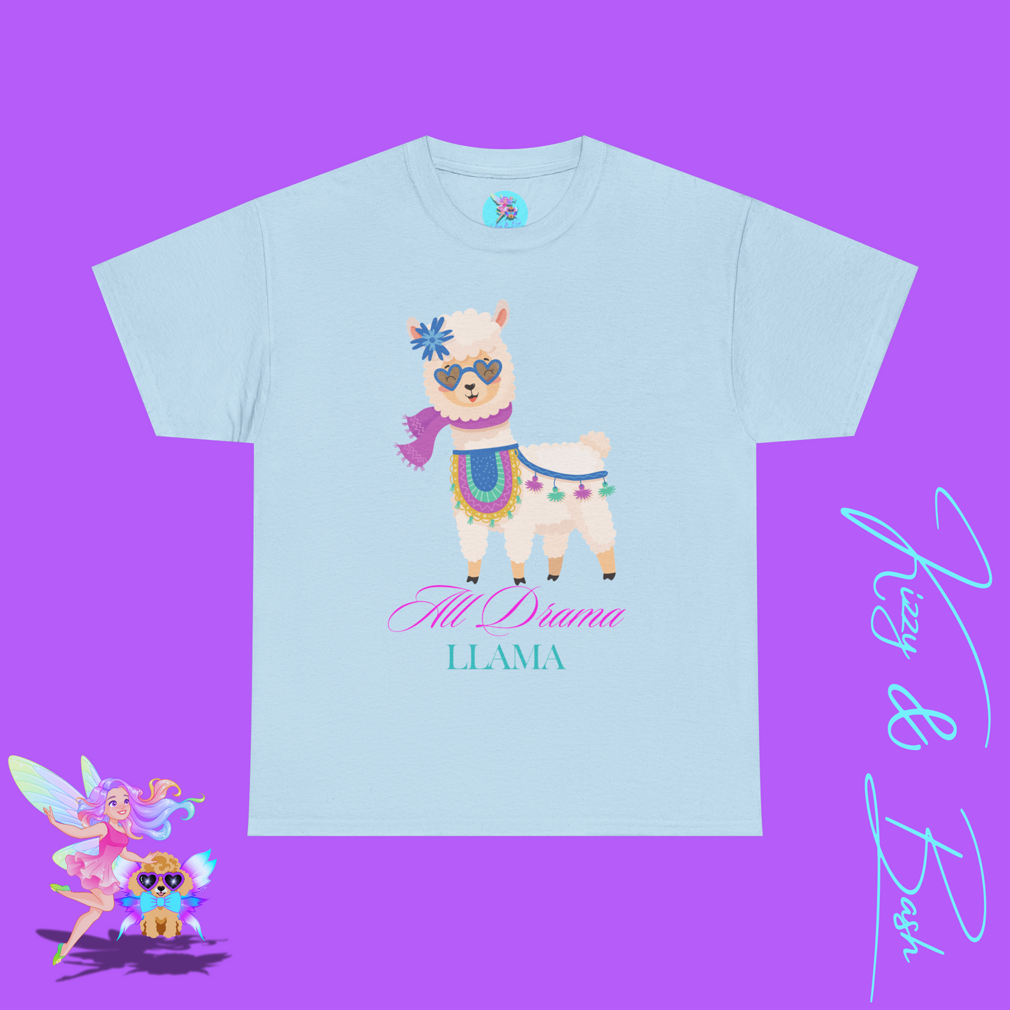All Drama Llama T-Shirt for Adults Sassy T-Shirt for Her Unique Llama Shirt Gift for Llama Lovers Funny Animal T-Shirt for Her Drama Queen Shirt Unisex Heavy Cotton Tee