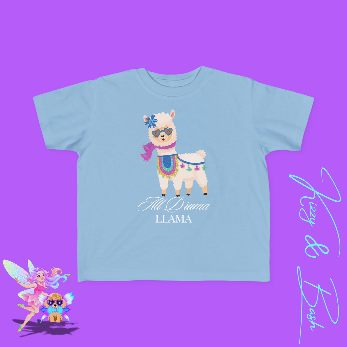 All Drama Llama T-Shirt for Toddlers Funny Animal Shirt for Her Fun Gift for Llama Lovers Kawaii Llama Shirt Funny Farm Animal Tee Cute and Sassy Animal Graphic Tee for Toddler's Fine Jersey Tee
