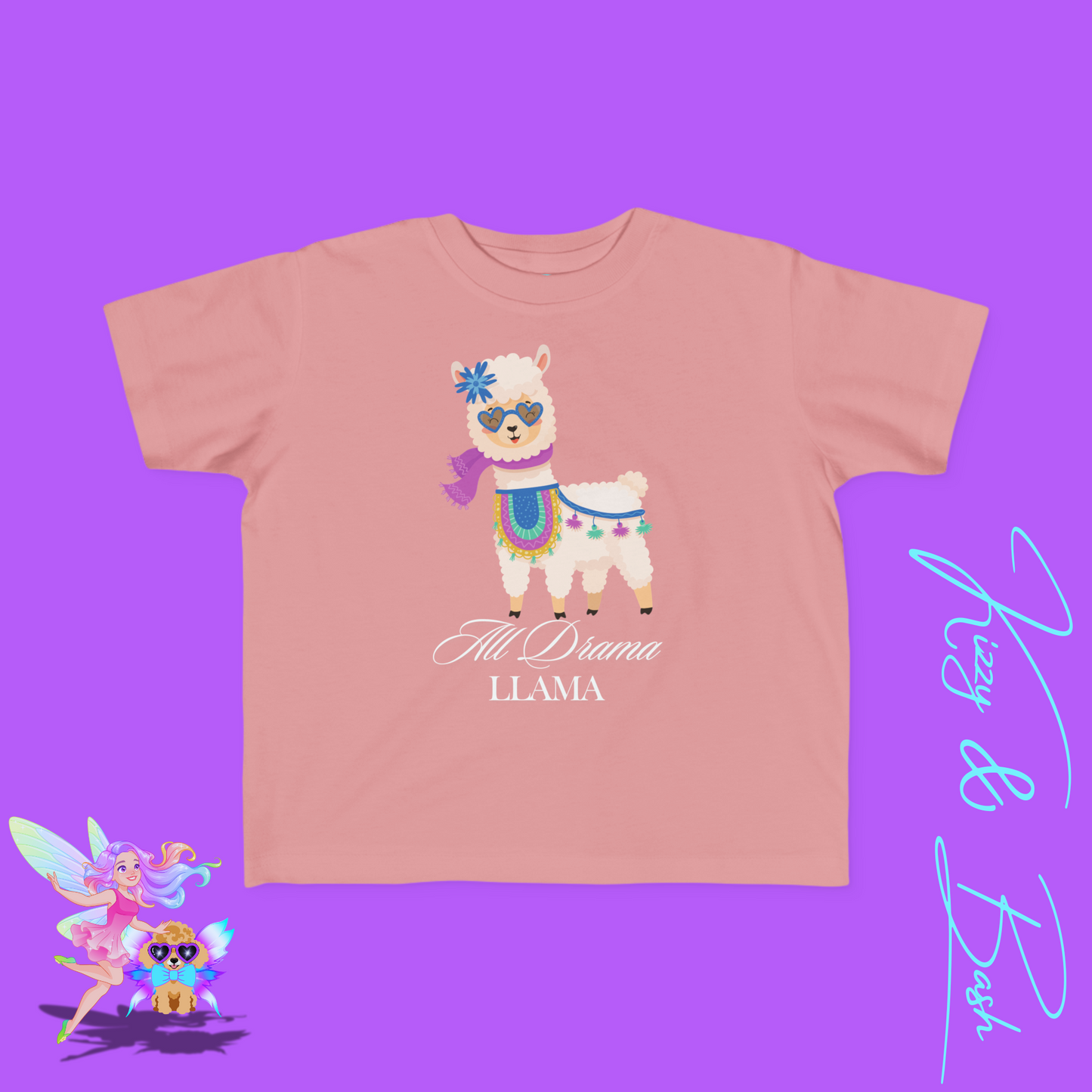 All Drama Llama T-Shirt for Toddlers Funny Animal Shirt for Her Fun Gift for Llama Lovers Kawaii Llama Shirt Funny Farm Animal Tee Cute and Sassy Animal Graphic Tee for Toddler's Fine Jersey Tee