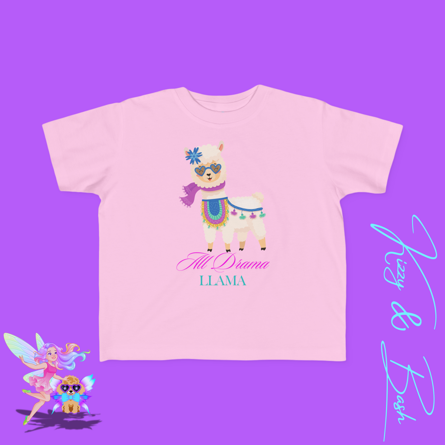 All Drama Llama T-Shirt for Toddlers Funny Animal Shirt for Her Fun Gift for Llama Lovers Kawaii Llama Shirt Funny Farm Animal Tee Cute and Sassy Animal Graphic Tee for Toddler's Fine Jersey Tee