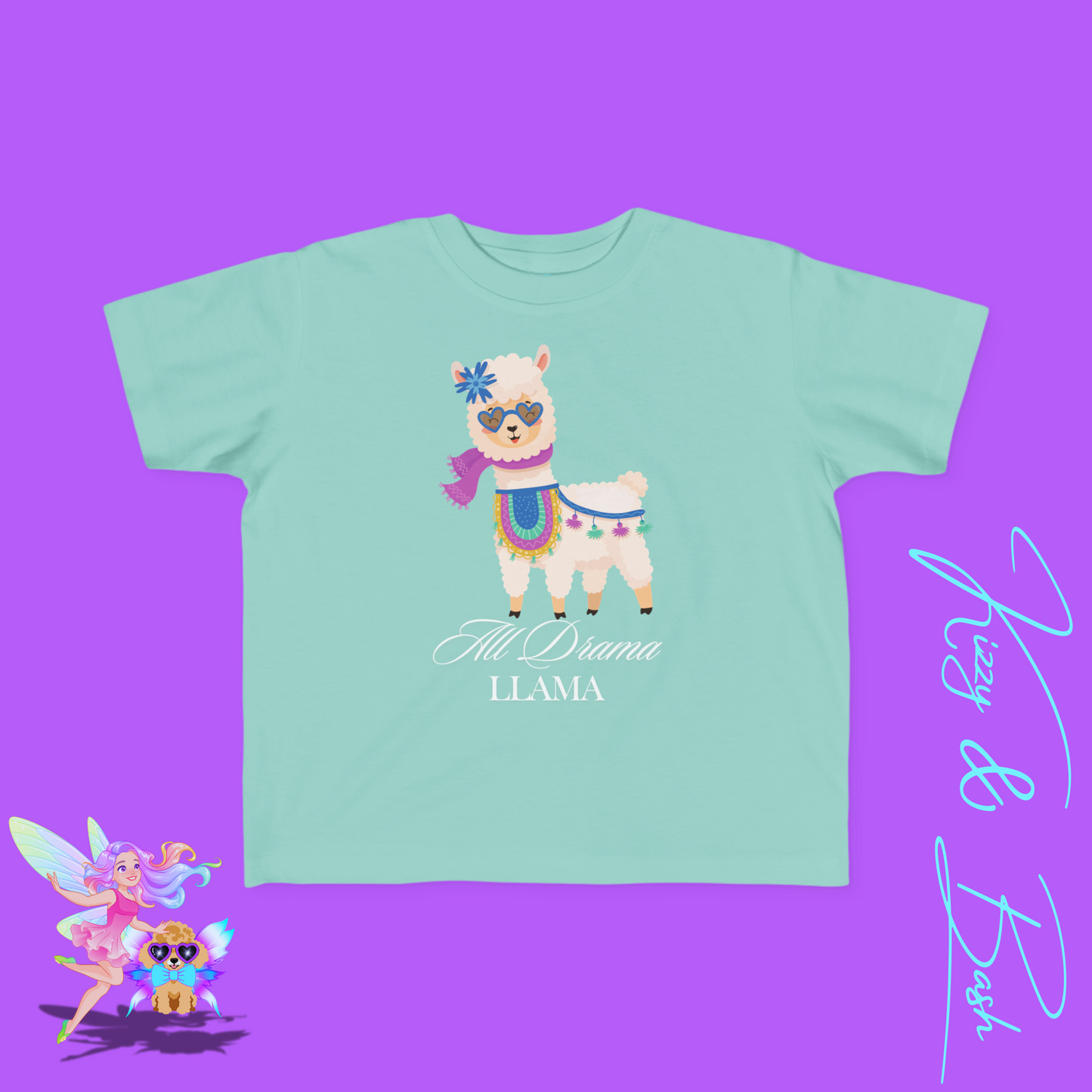 All Drama Llama T-Shirt for Toddlers Funny Animal Shirt for Her Fun Gift for Llama Lovers Kawaii Llama Shirt Funny Farm Animal Tee Cute and Sassy Animal Graphic Tee for Toddler's Fine Jersey Tee