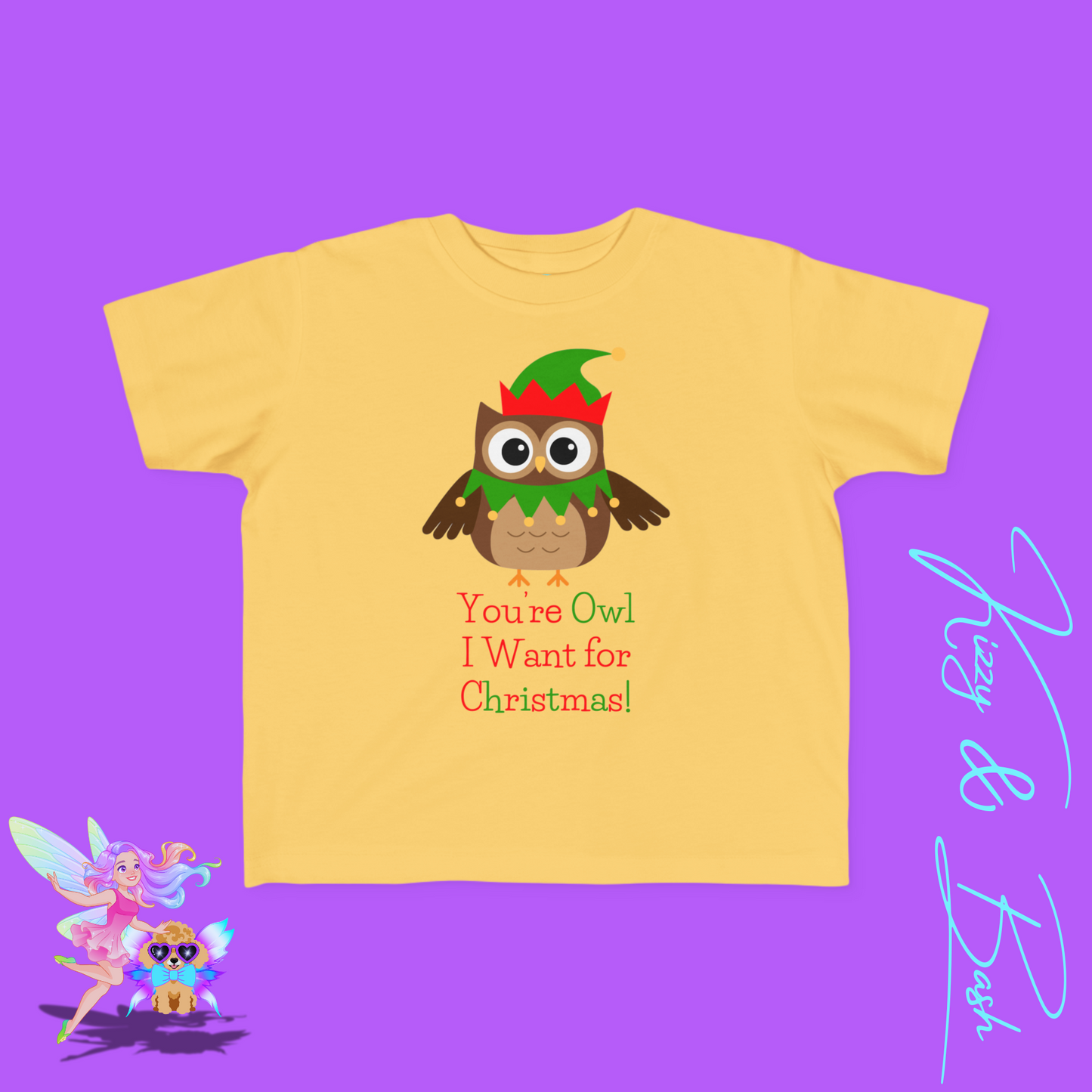 You're Owl I Want for Christmas Pun Shirt for Toddlers Perfect Owl Lover Christmas Gift Cute and Punny Holiday Shirt Funny Christmas Shirt Gift Idea Funny Christmas Owl Shirt for Toddler's Fine Jersey Tee