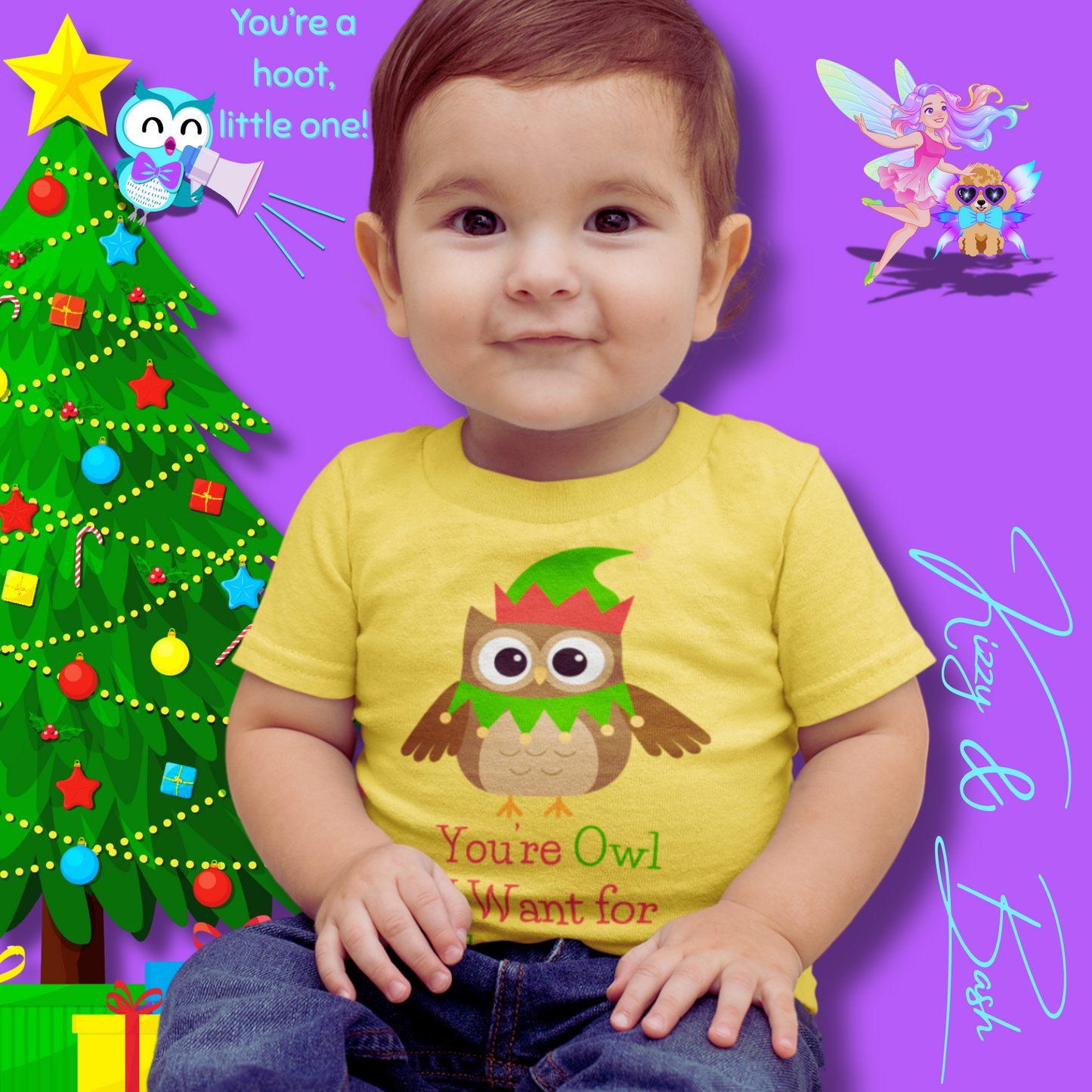 You're Owl I Want for Christmas Pun Shirt for Toddlers Perfect Owl Lover Christmas Gift Cute and Punny Holiday Shirt Funny Christmas Shirt Gift Idea Funny Christmas Owl Shirt for Toddler's Fine Jersey Tee