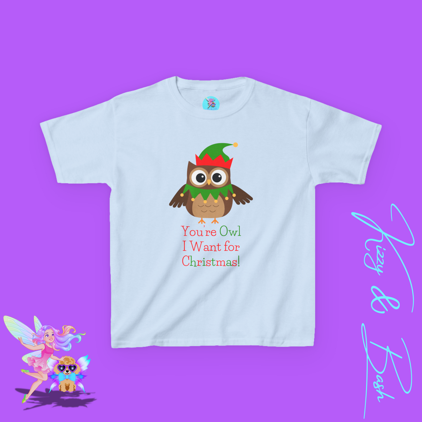 You’re Owl I Want for Christmas Funny Christmas Owl Shirt for Kids Holiday Gift Shirt for Owl Fans Cute Holiday Pun T-Shirt Kids Heavy Cotton™ Tee