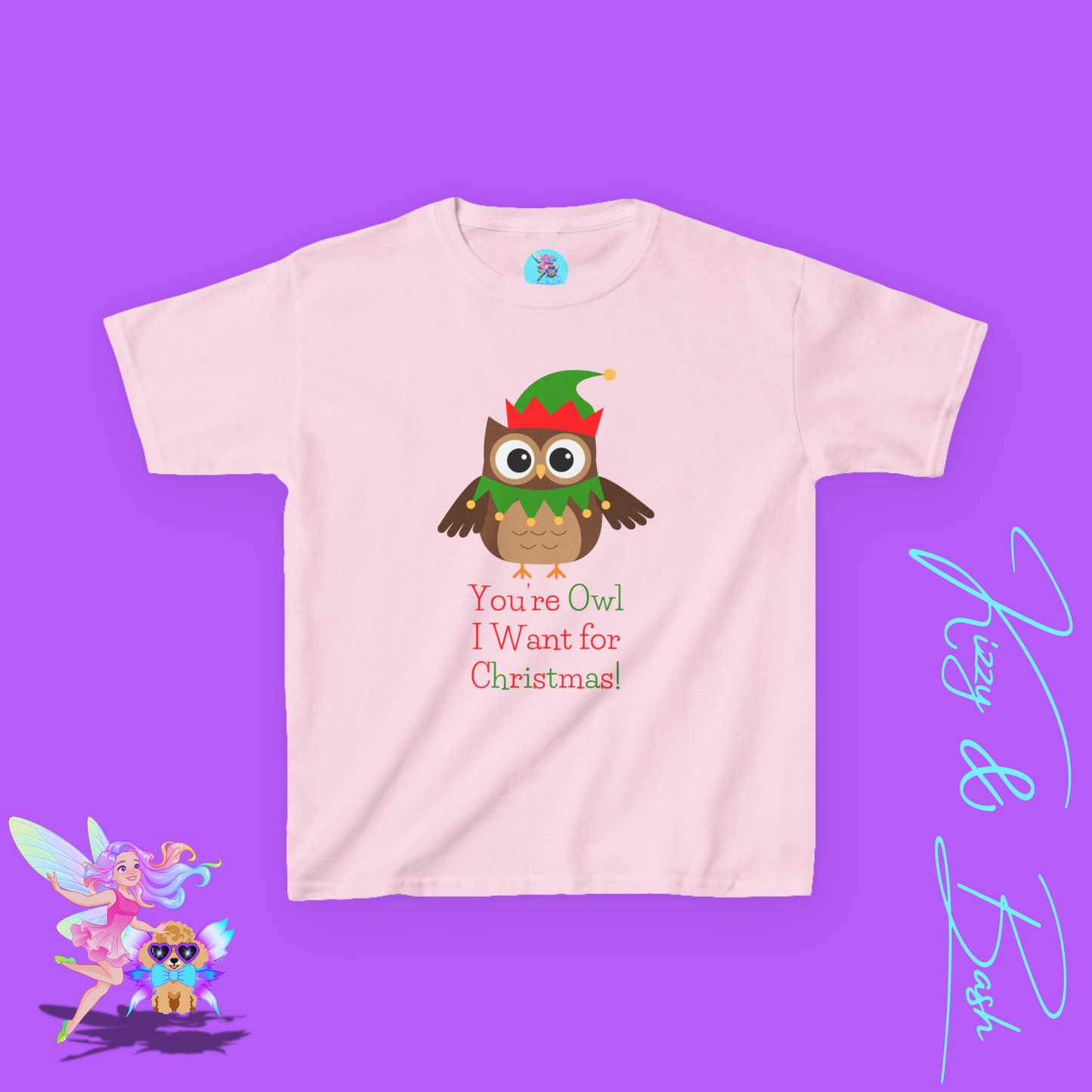 You’re Owl I Want for Christmas Funny Christmas Owl Shirt for Kids Holiday Gift Shirt for Owl Fans Cute Holiday Pun T-Shirt Kids Heavy Cotton™ Tee