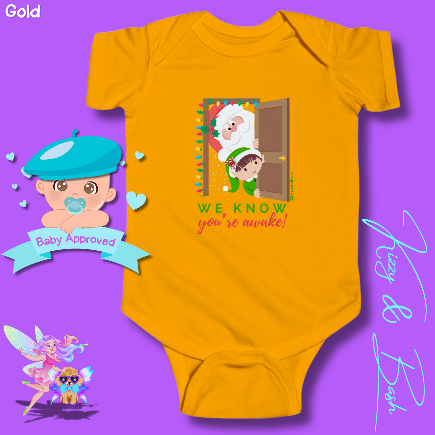 Santa and Elf Christmas Onesie Funny Christmas Gift for Baby Perfect Gift for Newborn Unique Baby Shower Gift Christmas Baby Nursery Decor We Know You're Awake Infant Fine Jersey Bodysuit