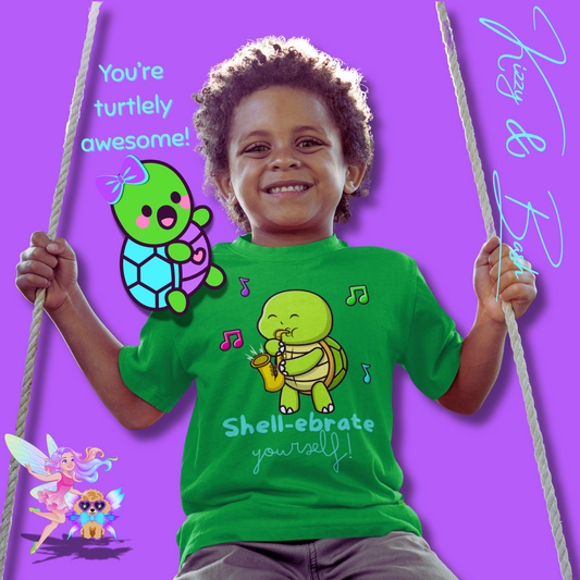 Saxophone-Playing Turtle Shirt for Kids Band Camp T-Shirt Gift for Music Lovers Funny Band Shirt Gift Band Student Gift for Turtles Lovers Motivational Shirt Self-Love Gift Idea for Kids Heavy Cotton™ Tee